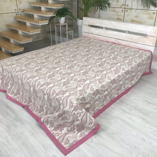 Покрывало Орнамент Пейсли розовый, жаккард, двухстороннее фото 4