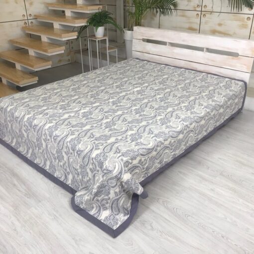 Покрывало Орнамент Пейсли графит, жаккард, двухстороннее фото 5