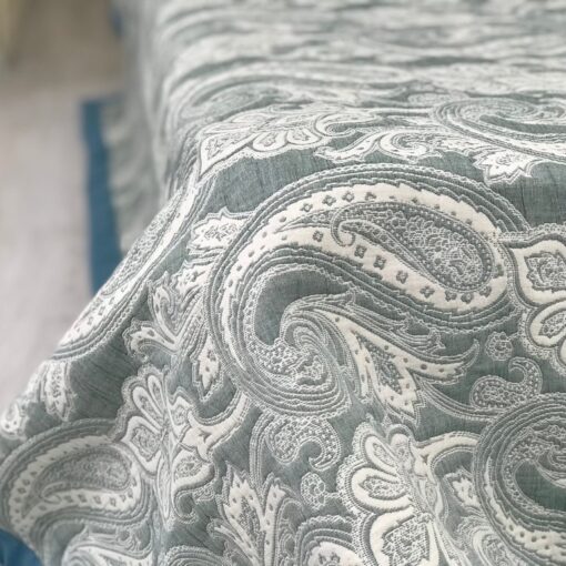 Покрывало Орнамент Пейсли зеленый, жаккард, двухстороннее фото 4