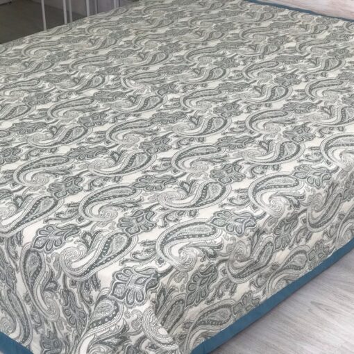 Покрывало Орнамент Пейсли зеленый, жаккард, двухстороннее фото 6