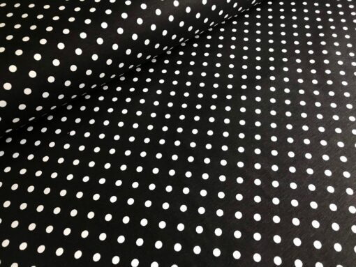 Тефлоновая ткань DUCK водоотталкивающая белый горошек на чёрном фото