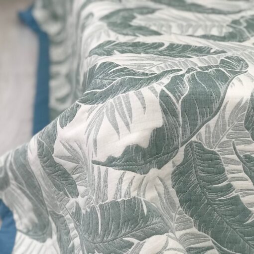 Покрывало Пальмовый принт зеленый, жаккард, двухстороннее фото 6