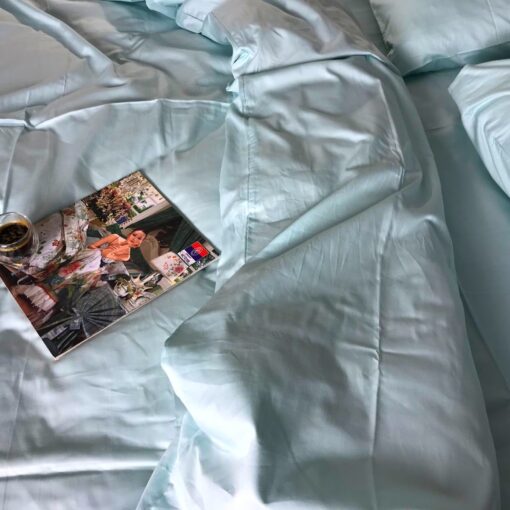 Постельное белье из сатина цвет ментол фото 4