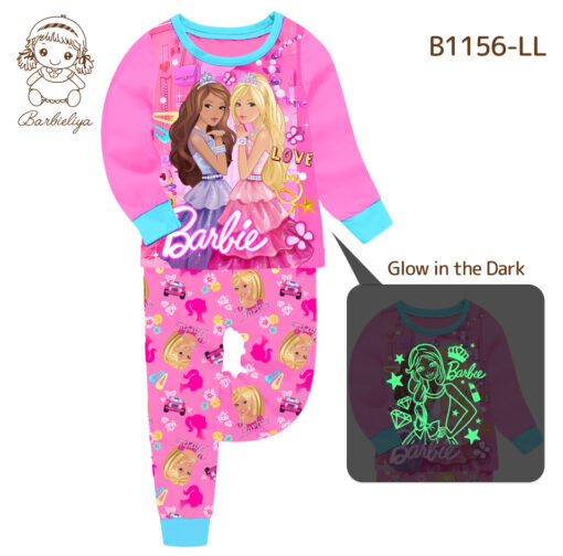 Пижама с Барби BARBIE розового цвета | светится в темноте фото